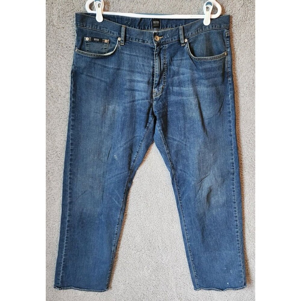 BOSS Hugo Boss Regular Fit Blue Denim Stretch Jeans Size 38 / 32 Cotton SEE PICS